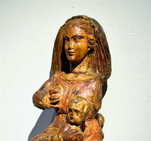"The Virgin of the Milk"  Medieval wooden sculpture